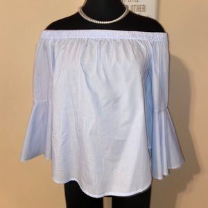 Pinstripe off shoulder top